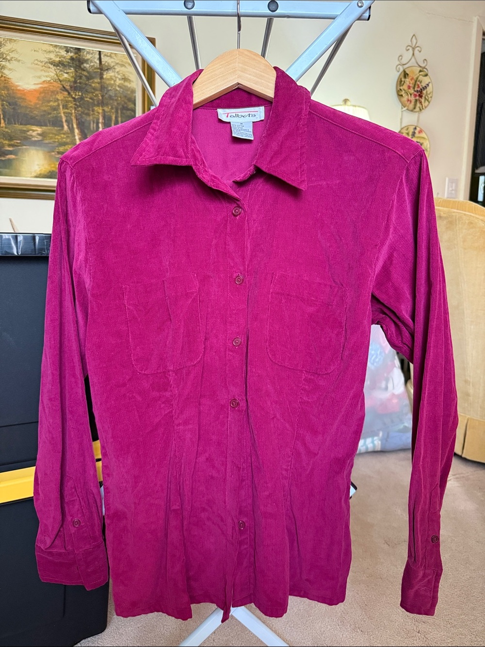 Talbots Deep Pink Corduroy Button-Up Shirt